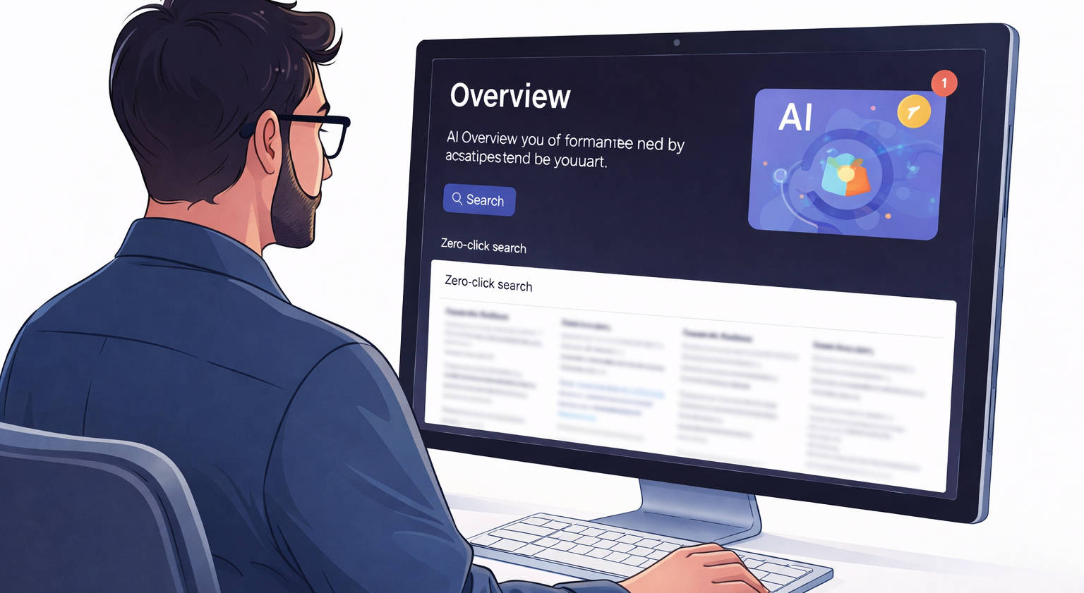 man doing a search and seeing the ai overview